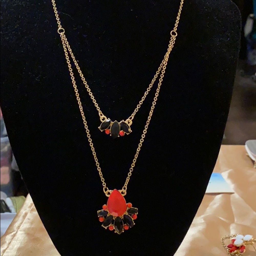 Garnet and black Necklace